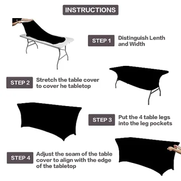 Black Spandex Table Covers for Events - 2 Pack 6FT
