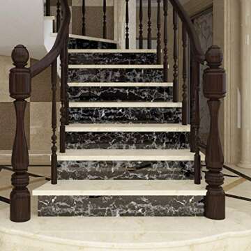 Livelynine Waterproof Black Marble Contact Paper for Kitchen