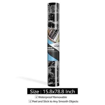 Livelynine Waterproof Black Marble Contact Paper for Kitchen