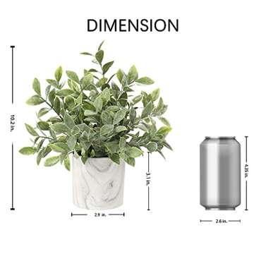 Hollyone Mini Artificial Potted Plants Fake Plants in Marble Pots, 1Pcs Plastic Eucalyptus Greenery Faux Plants for Home Office Desk Room Centerpiece Shelf Décor