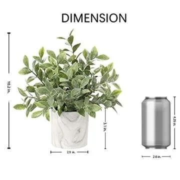 Hollyone Mini Artificial Potted Plants Fake Plants in Marble Pots, 1Pcs Plastic Eucalyptus Greenery Faux Plants for Home Office Desk Room Centerpiece Shelf Décor