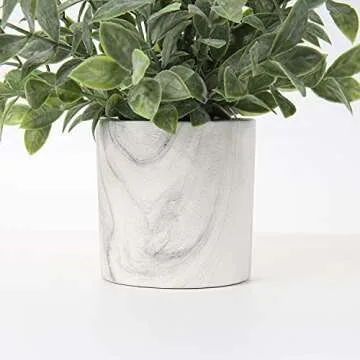 Hollyone Mini Artificial Potted Plants Fake Plants in Marble Pots, 1Pcs Plastic Eucalyptus Greenery Faux Plants for Home Office Desk Room Centerpiece Shelf Décor