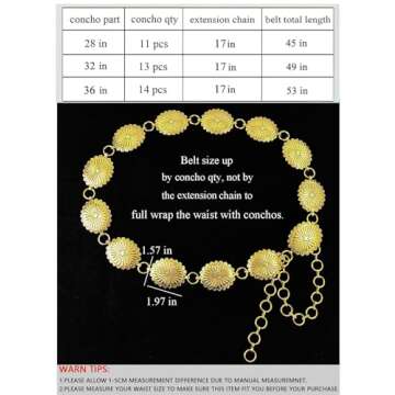 TOPACC Western Oval Concho Belt for Women - Stylish & Versatile