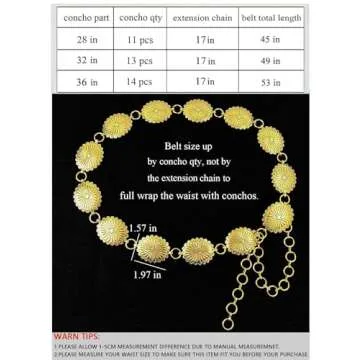 TOPACC Western Oval Concho Belt for Women - Stylish & Versatile