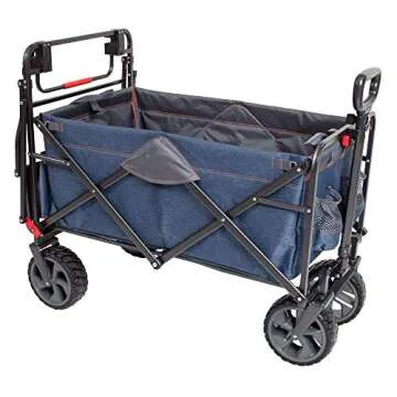 Mac Sports 300LB Capacity Push Wagon with Wheels, Handle and Basket - Grocery Heavy Duty Wagon for C...