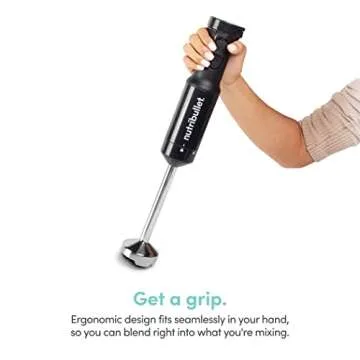 nutribullet NBI50100 Immersion Blender Arm & Whisk Attachment, For Smoothies, Soups & Dips, 350 Watt, Charcoal Black,2" L X 2" W X 16" H