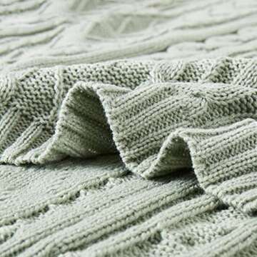 Soft Cozy Sage Green Cable Knit Throw Blanket for All