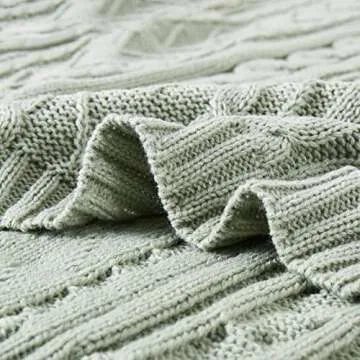 Soft Cozy Sage Green Cable Knit Throw Blanket for All