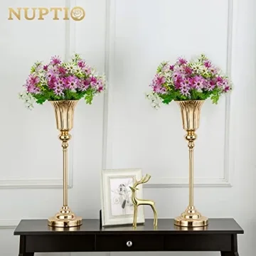 Nupito 21.5" Gold Trumpet Vases for Weddings & Events