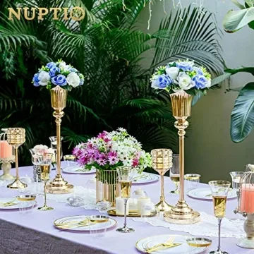 Nupito 21.5" Gold Trumpet Vases for Weddings & Events