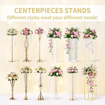 Nupito 21.5" Gold Trumpet Vases for Weddings & Events