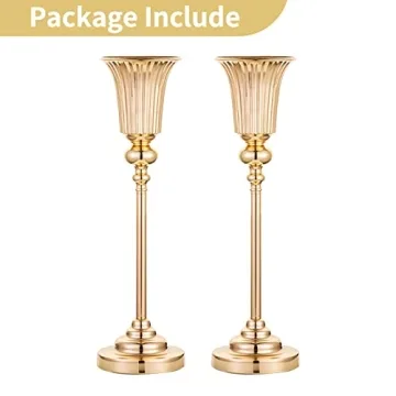 Nupito 21.5" Gold Trumpet Vases for Weddings & Events