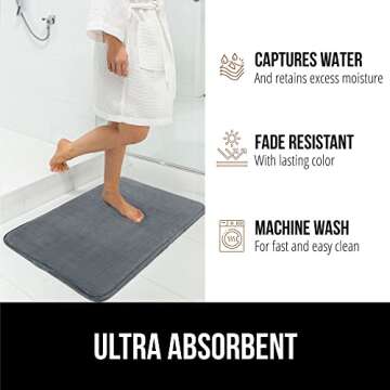 Gorilla Grip Soft Memory Foam Bath Rugs - Absorbent and Durable
