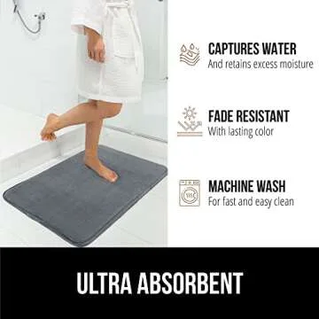 Gorilla Grip Soft Memory Foam Bath Rugs - Absorbent and Durable