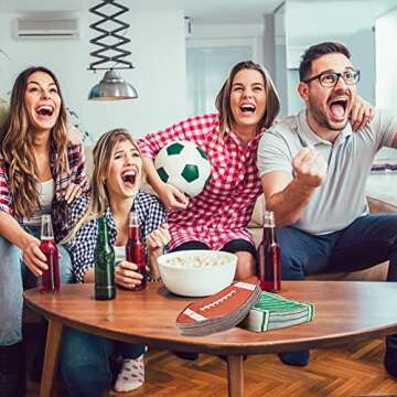 100 Pieces Football Theme Napkins Football Shape Paper Napkins Square Football Field Napkin Paper Football Napkins for Game Sports Themed Birthday Party Favors Table Decor