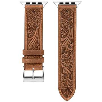 Falandi for Apple Watch Band Leather 42mm 41mm 40mm, Western Retro Leather Classical Replacement Smart Watch Band for iWatch Men Women Series 10 9 8 7 SE 6 5 (Retro Brown, 42/41/40mm)