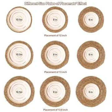 Round Woven Placemats - Boho Rattan Placemats Natural Water Hyacinth Placemats, Farmhouse Weave Place Mats, Rustic Braided Wicker Table Mats for Dining Table,Home,Wedding (12 inch Set of 10)