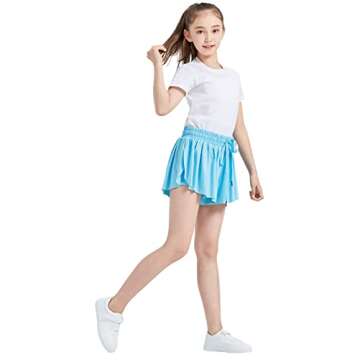 Flowy Shorts Girls Gym Yoga Athletic Workout Running Teen Cheer Dance Women Cute Tennis Skirts High Waisted Preppy Trendy Clothes Summer(Light Blue Green Lavender,Xs)