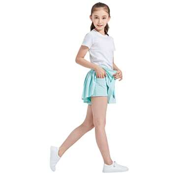 Flowy Shorts Girls Gym Yoga Athletic Workout Running Teen Cheer Dance Women Cute Tennis Skirts High Waisted Preppy Trendy Clothes Summer(Light Blue Green Lavender,Xs)
