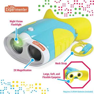 Night Vision Binoculars for Kids Binocular Toys Christmas Stocking Stuffers Gift Ideas, with Flash Light & Face Comfort Rubber Learning & Educational STEM Gifts for Boys & Girls Ages 3 4 5 6 Years Old