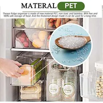 bealy Can Organizer for Refrigerator,Refrigerator Organizer Bins with Handle ,Deep Stackable Clear Storage Bins for Fridge ,Pantry, Kitchen ,Makeup ,Bathroom Organizer(1pack,Tall)