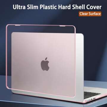 Conbovo Compatible with MacBook Air 13 inch M2 M3 Case 2022 2024 2025 Model A2681 A3113, Plastic Hard Shell Case & Keyboard Cover & Screen Protector & USB Adapter, Crystal Pink