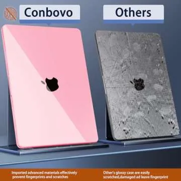 Conbovo Compatible with MacBook Air 13 inch M2 M3 Case 2022 2024 2025 Model A2681 A3113, Plastic Hard Shell Case & Keyboard Cover & Screen Protector & USB Adapter, Crystal Pink