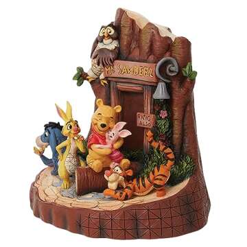 Enesco Disney Traditions by Jim Shore Winnie The Pooh Mount Sanders Carved by Heart Figurine, 7.48 Inch, Multicolor