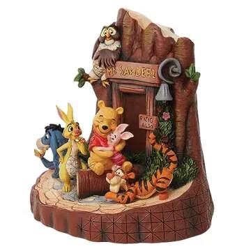 Enesco Disney Traditions by Jim Shore Winnie The Pooh Mount Sanders Carved by Heart Figurine, 7.48 Inch, Multicolor