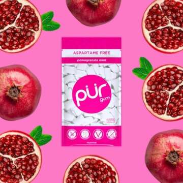 PUR Gum | Sugar-Free Pomegranate Mint Chewing Gum 55pcs