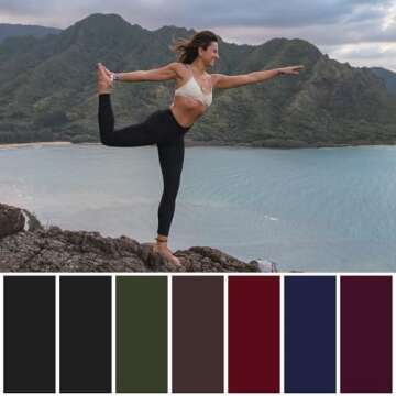 TNNZEET 7 Pack Leggings for Women - Black High Waisted Yoga Pants with Pockets Fleece Lined Leggings Women