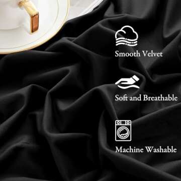 KGORGE Black Velvet Curtains - Elegant Blackout Drapes 84 Inches - Set of 2 Panels for Luxury Home D...