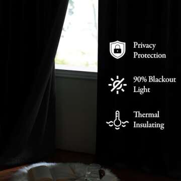 KGORGE Black Velvet Room Darkening Curtains 84 Inch