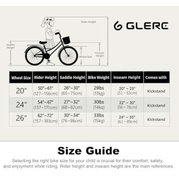 Glerc 20 Inch Beach Cruiser Bike, 6-Speed Hybrid City Bicycle for Girls Youth and Over 6 Years Old, Missy Bike with Wicker Basket & Lightweight, Pink