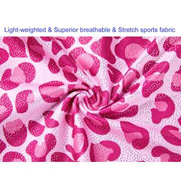 Domusgo Girls Leotards for Gymnastics Size 8-9 Years Old Sleeveless One-Piece Shiny Pink Leopard Dot Unitard