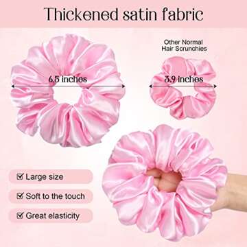 CEELGON Large Silk Satin Scrunchies for Women Big Scrunchies Jumbo Satin Hair Ties Oversized Hair Sc...