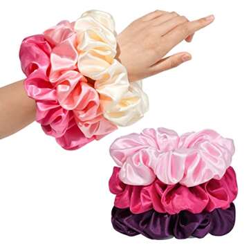 Large Silk Satin Scrunchies for Women - Jumbo Hair Ties