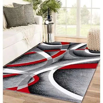Persian 5x7 Gray Abstract Area Rug for Modern Homes