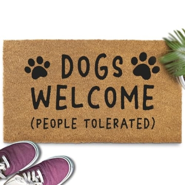 Dogs Welcome People Tolerated Door Mat - Durable Coir Mat for Dog Lovers
