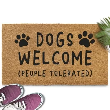 Dogs Welcome People Tolerated Door Mat - Durable Coir Mat for Dog Lovers