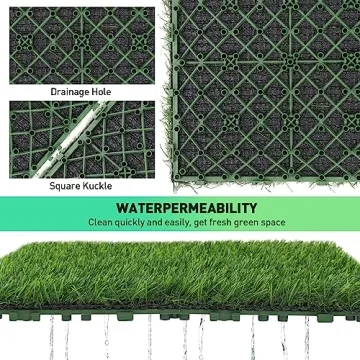 jltkj Artificial Grass Tiles for Stylish Patio Decor