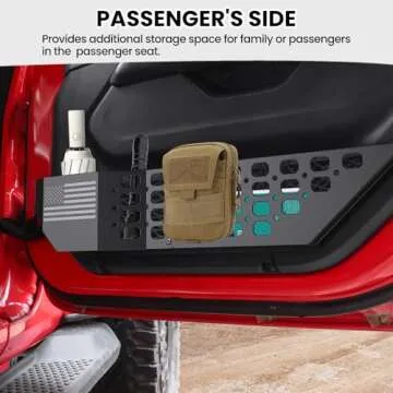 DIAMOOKY Metal Front Door Pocket Storage Box for Jeep Wrangler JL JLU 4XE 2018-2025 & Gladiator JT 2020-2022 2023 2024 2025 Accessories Door Storage Organizer Molle Panels (Not for Power Seats), 2PCS
