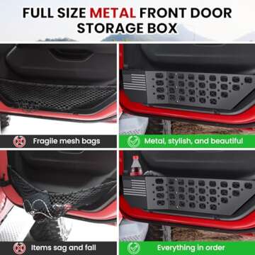 DIAMOOKY Metal Front Door Pocket Storage Box for Jeep Wrangler JL JLU 4XE 2018-2025 & Gladiator JT 2020-2022 2023 2024 2025 Accessories Door Storage Organizer Molle Panels (Not for Power Seats), 2PCS
