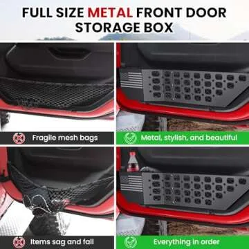 DIAMOOKY Metal Front Door Pocket Storage Box for Jeep Wrangler JL JLU 4XE 2018-2025 & Gladiator JT 2020-2022 2023 2024 2025 Accessories Door Storage Organizer Molle Panels (Not for Power Seats), 2PCS