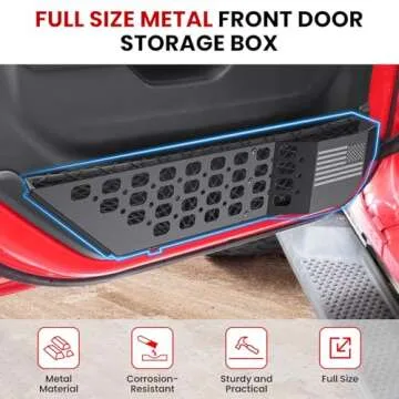 DIAMOOKY Metal Front Door Pocket Storage Box for Jeep Wrangler JL JLU 4XE 2018-2025 & Gladiator JT 2020-2022 2023 2024 2025 Accessories Door Storage Organizer Molle Panels (Not for Power Seats), 2PCS