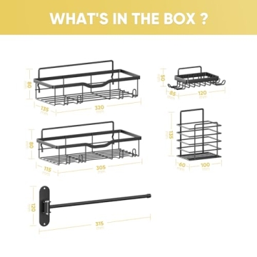 Almaybe 5 Pack Adhesive Shower Caddy - Durability Meets Style