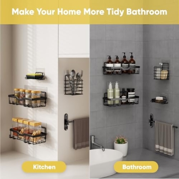 Almaybe 5 Pack Adhesive Shower Caddy - Durability Meets Style