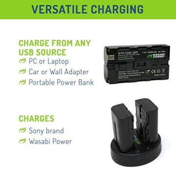 Wasabi Power Battery Pack for Sony Cameras - 2 Batteries with Charger