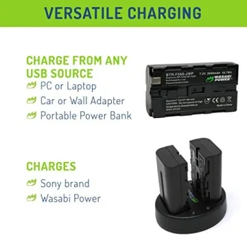 Wasabi Power Battery Pack for Sony Cameras - 2 Batteries with Charger
