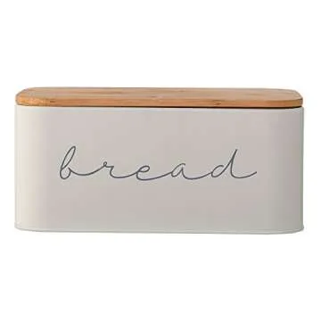 Bloomingville Metal Bread Bin with Bamboo Lid for Kitchens